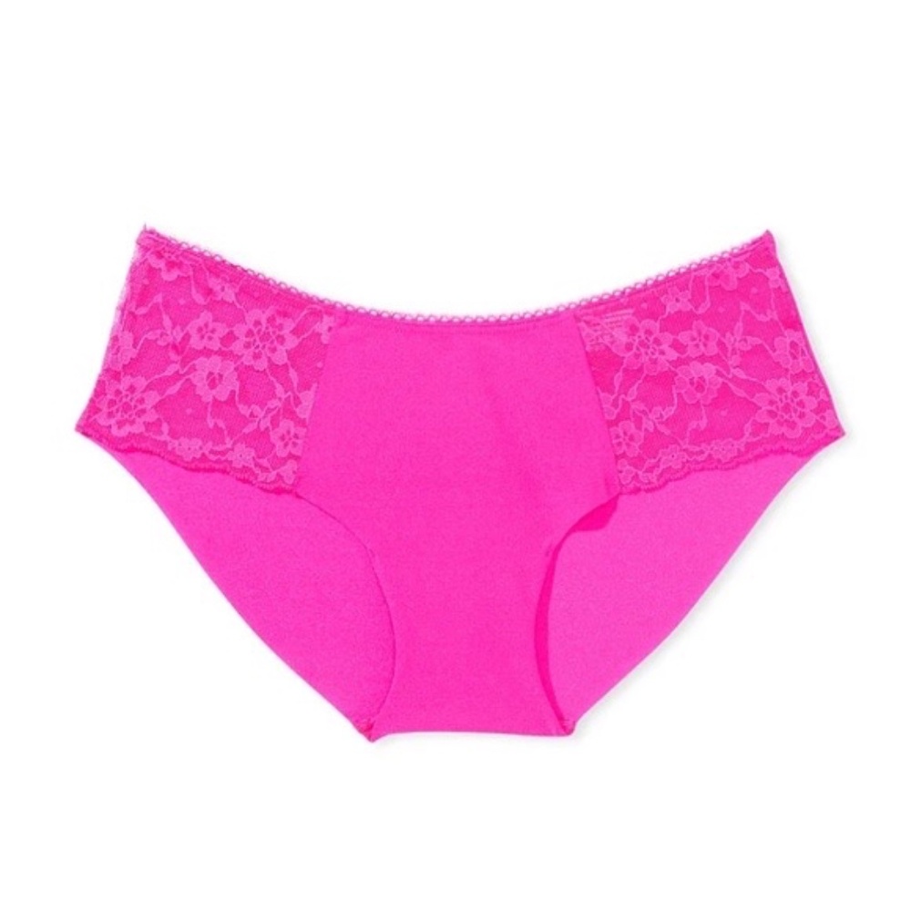 Victoria's Secret No Show Lace Hiphugger Panty Pink Small NEW